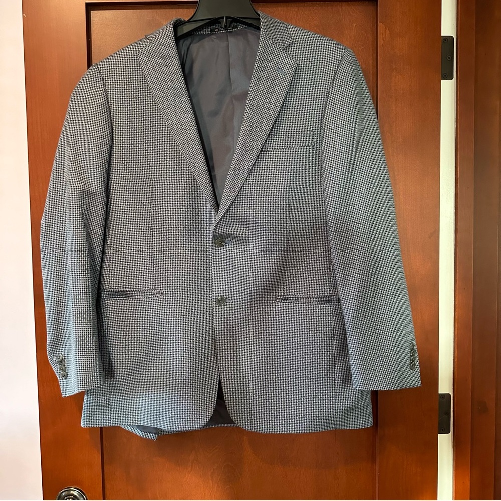Hart Schaffner Marx Houndstooth Navy Suit Jacket Blazer Sports Coat
